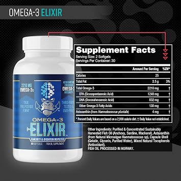 Gorilla Mind Omega-3 Elixir 2210mg Fish Oil (60 Softgels)