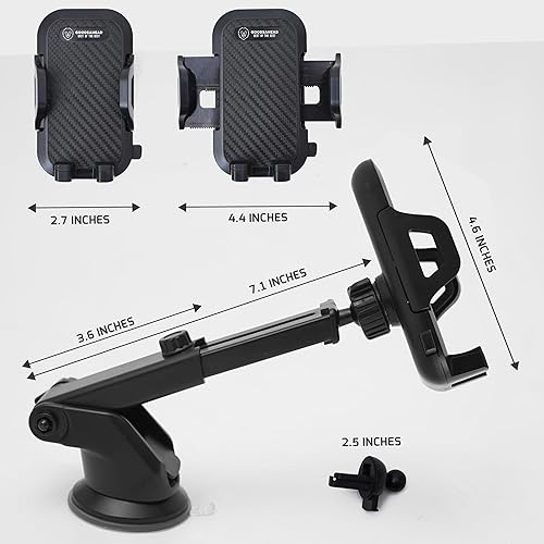Miniatura 6 de Soporte de teléfono para automóvil con ventilación de CA, tablero de control mejorado y parabrisas, soporte giratorio de 360 compatible con iPhone y