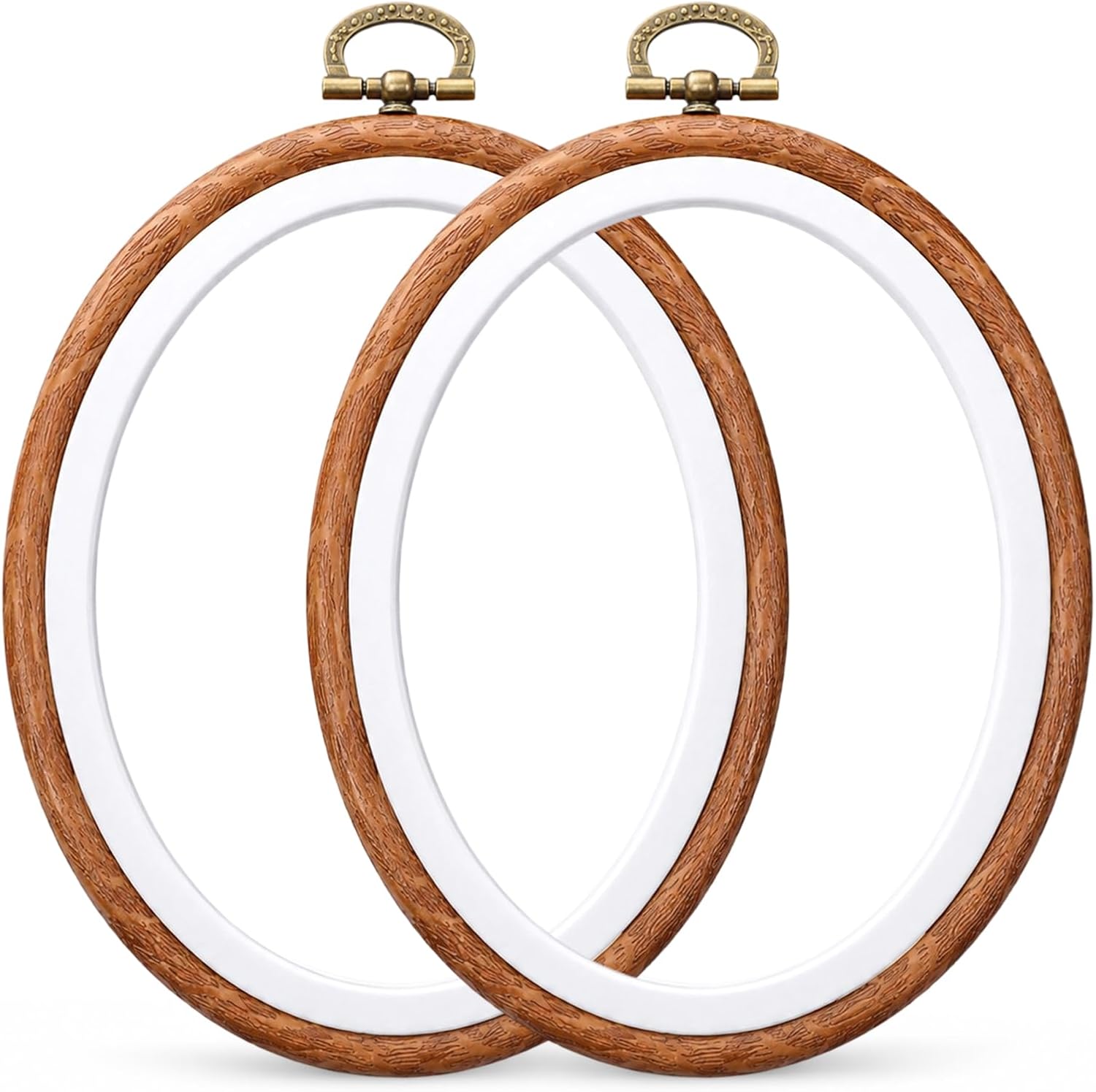 Chsoejuf 2PCS Wooden Embroidery Hoops 5.91×4.72 Inches Oval Decorative Hoop