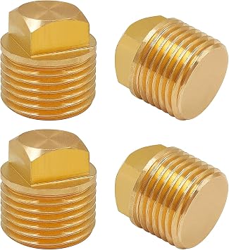 4Pcs 1/2" NPT Solid Brass Boat Drain Plugs, Gold