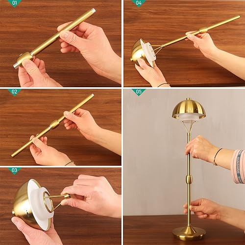 Miniatura 8 de Modern Table Lamp Cordless Portable Desk Lamp, 2700K Stepless Dimming Rechargeable Battery Operated LED Lights for Bedroom, USB-C Charging,