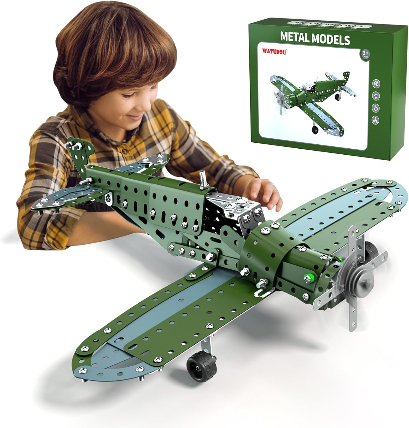 Model Airplane STEM Building Projects Toys - DIY Building STEM Projects Toys for Kids Boys Girls Ages 8-12-16, Assembly Science Kit Model Plane Birthday Gift Toys for Kids Boys 8 9 10 11 12 Years Old
