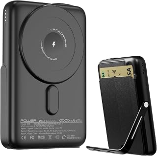 K18 モバイルバッテリー 小型 10000mAh 大容量 急速充電 ワイヤレス＋有線 3台同時充電 スタンド付き 軽量コンパクト MagSafe対応 iPhone/Apple Watch対応 携帯便利 出張 旅行 ビジネス 日常の持ち歩きに (ブラック)