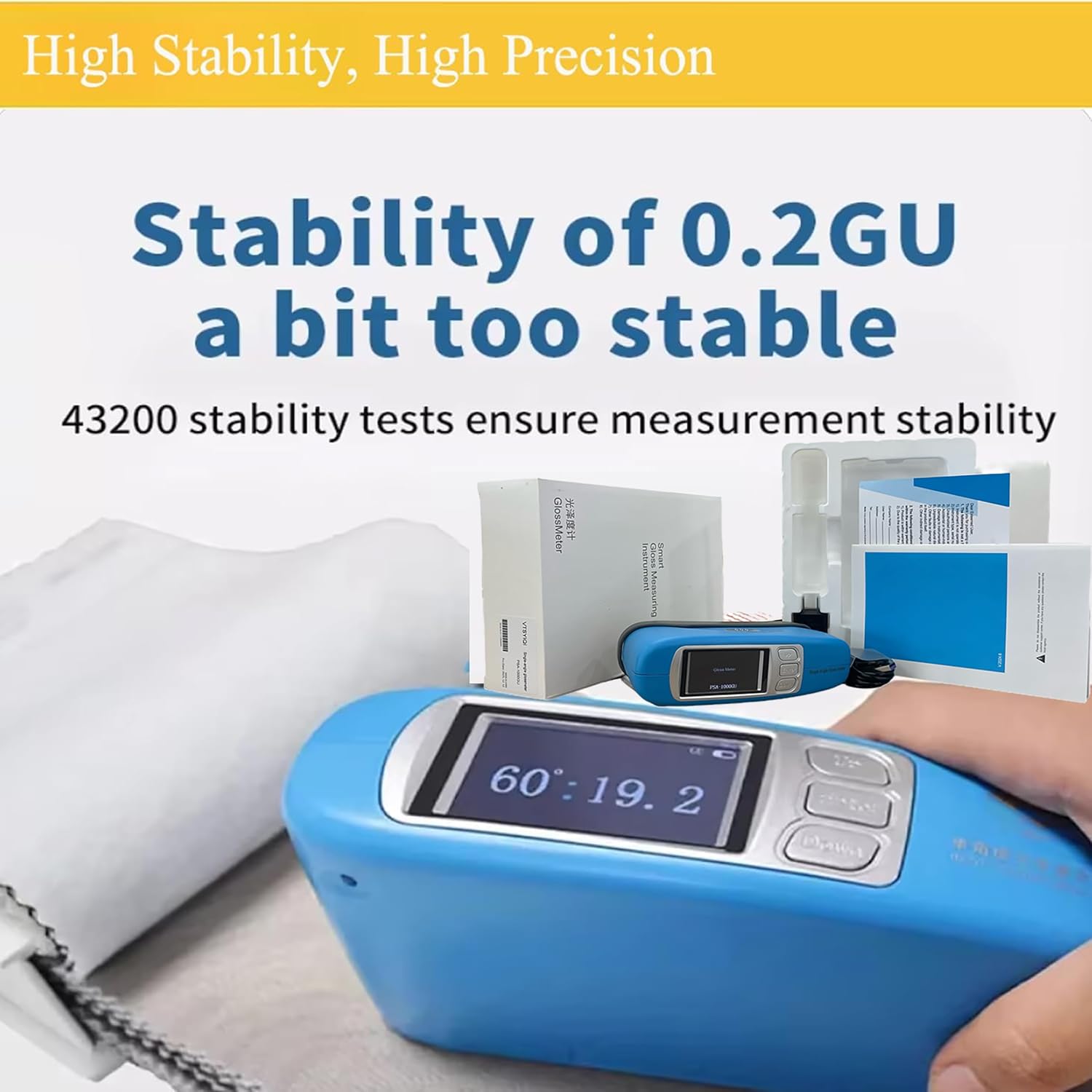 Digital Glossmeter 60 Degree Gloss Tester Single Angle Portable Gloss Tester Meter with 60 Degree Measuring Range 0 to 1000GU