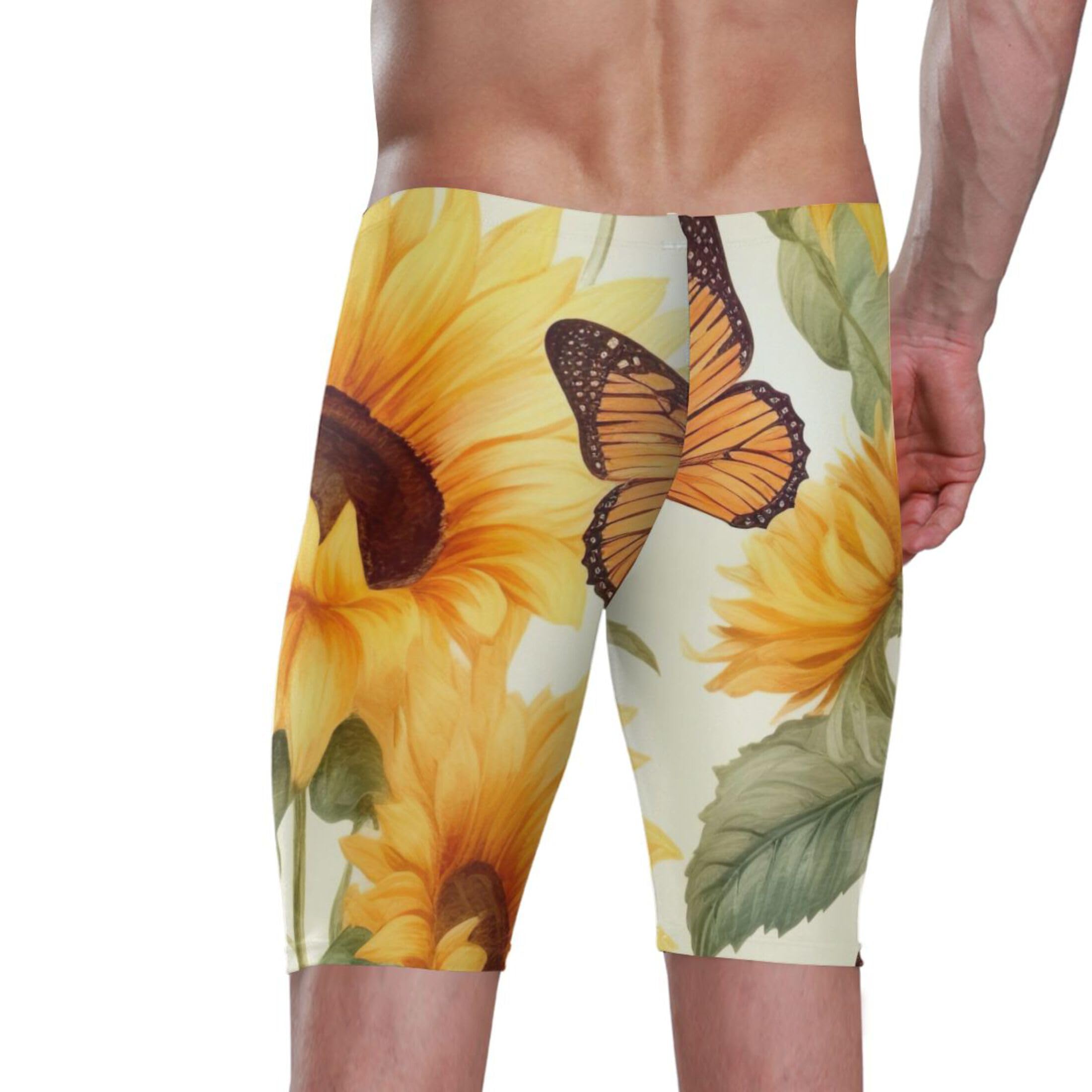 UMIRIKO Sunflower Butterfly Men's Swim Jammers Racing & Training Swimsuit Fast, Flexible,Comfortable XXXL B0401494, 3X-Large