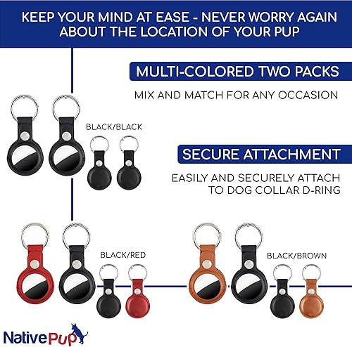 Miniatura 3 de Native Pup Collar para perro Airtag (paquete de 2) (anillo en D negromarrón)