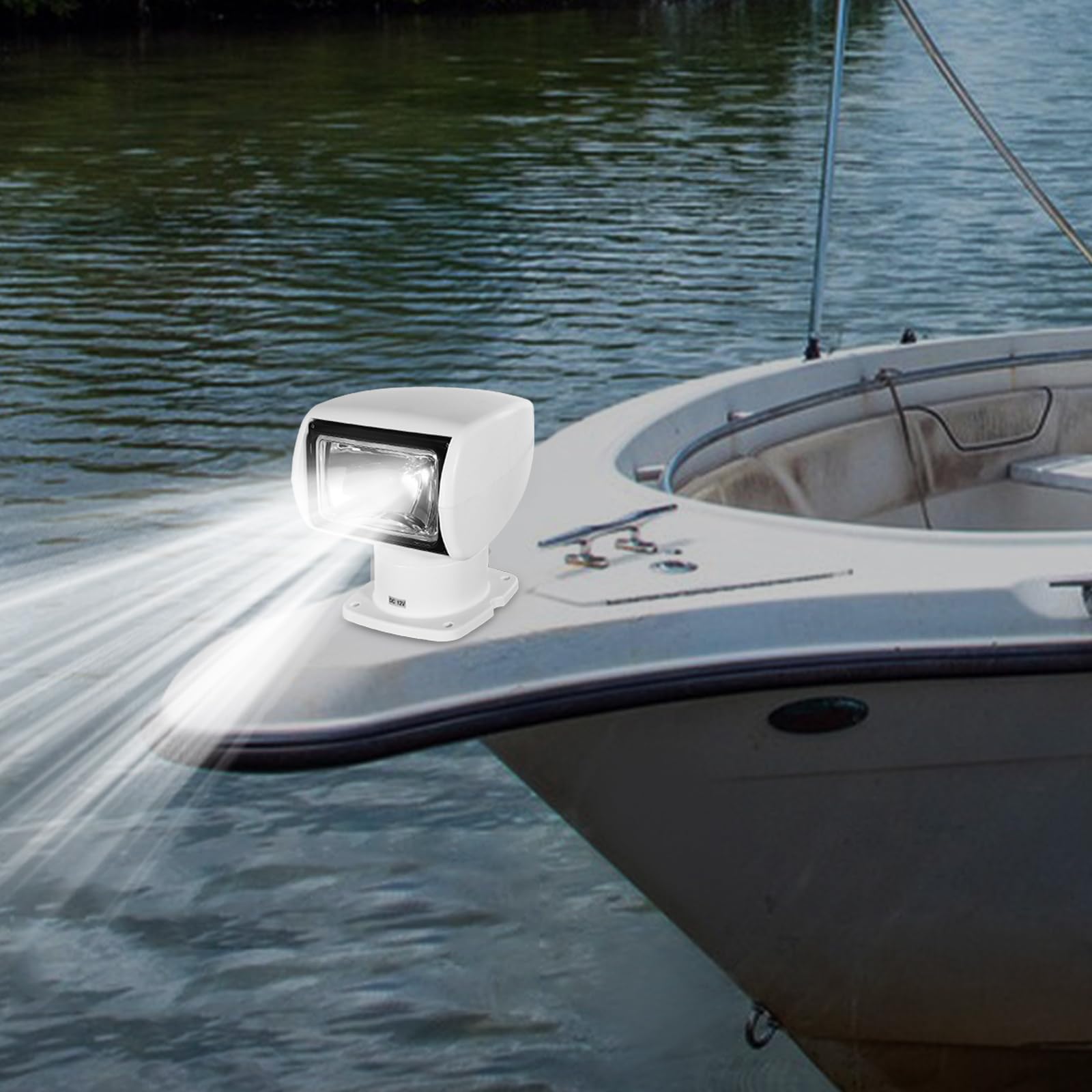 Drehbar Bootsscheinwerfer,Boot Suchscheinwerfer,Wasserdicht Scheinwerfer Marine Mit Fernbedienung FüR Yachten, Fischerboote