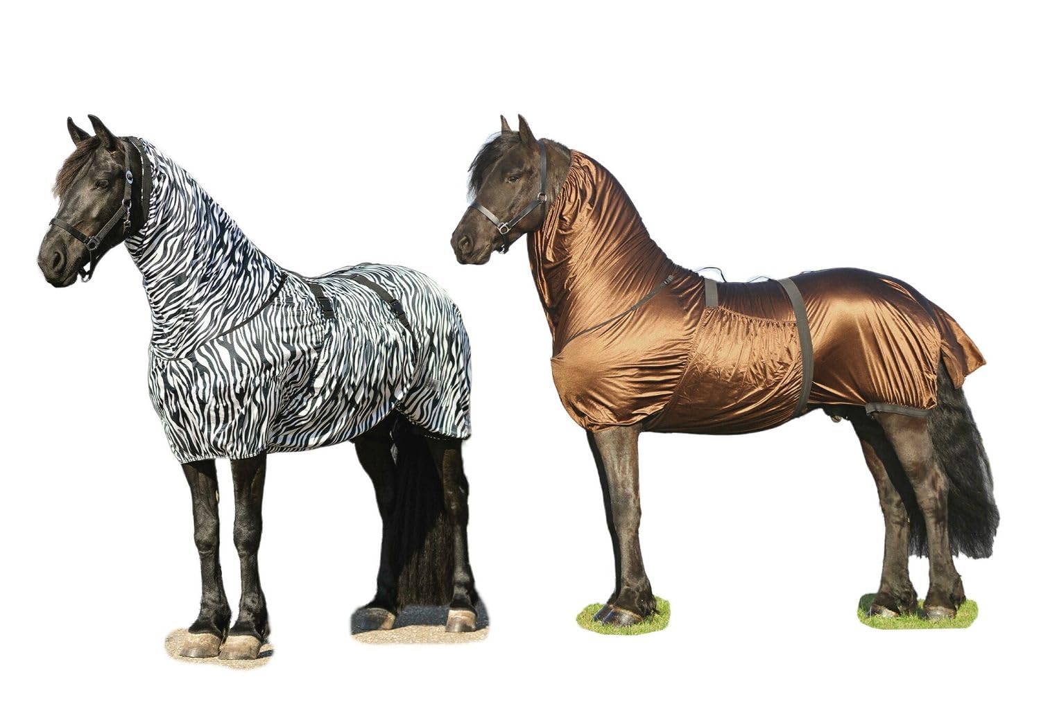 NETPROSHOP Ekzemdecke speziell für Friesen und Barockpferde atmungsaktiv Fliegendecke Größe 135-185, Groesse:135, Farbe:Zebra
