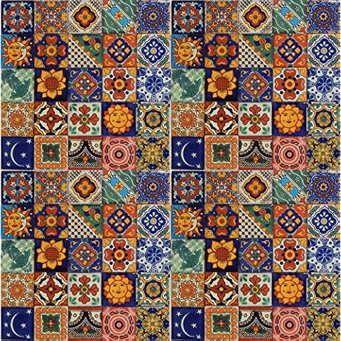 100 Hand Painted Talavera Mexican Tiles 2"x2" Spanish Mediterranean Decor Cover