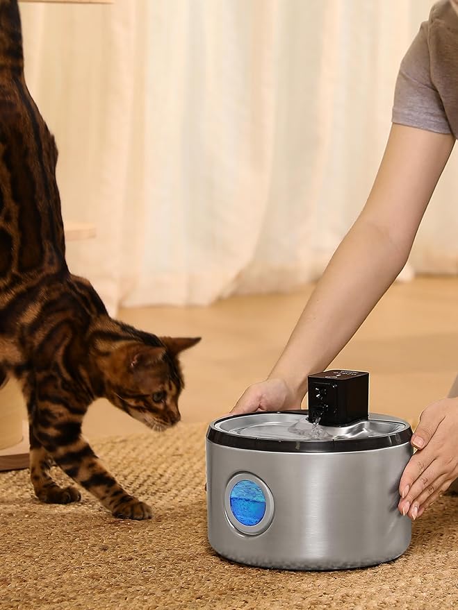 Fuente de Agua Inalámbrica para Gatos y Perros FUKUMARU 4.5L Acero Inoxidable miniatura 8