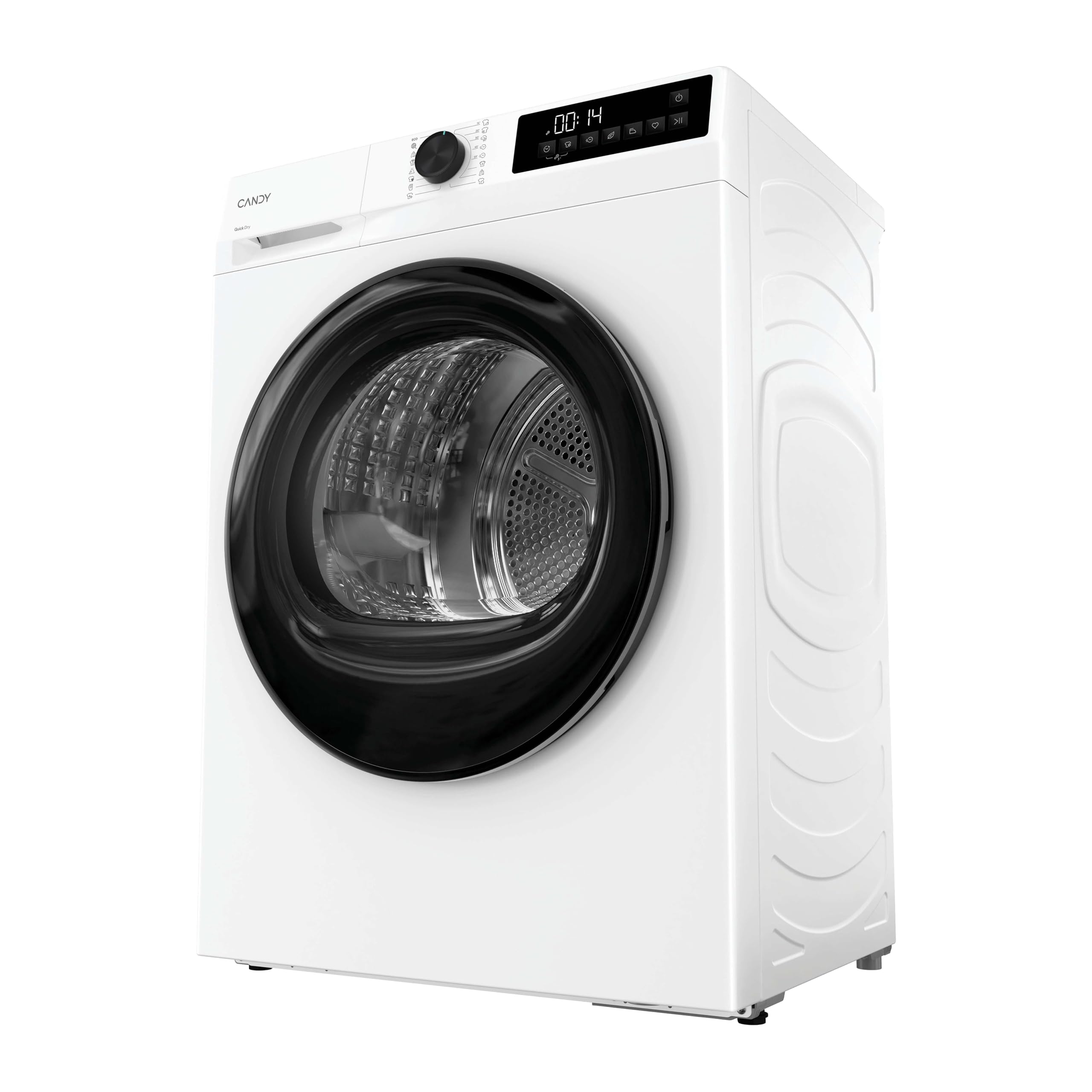 Candy ProDry 300 GDL 8N1B-S, asciugatrice 8KG, pompa di calore, pannello digitale e ruota, AI Smart Move, 16 cicli, 7 rapidi, cassetto condensazione, stiratura facile, casa ritardata 24H, 62DB, bianco