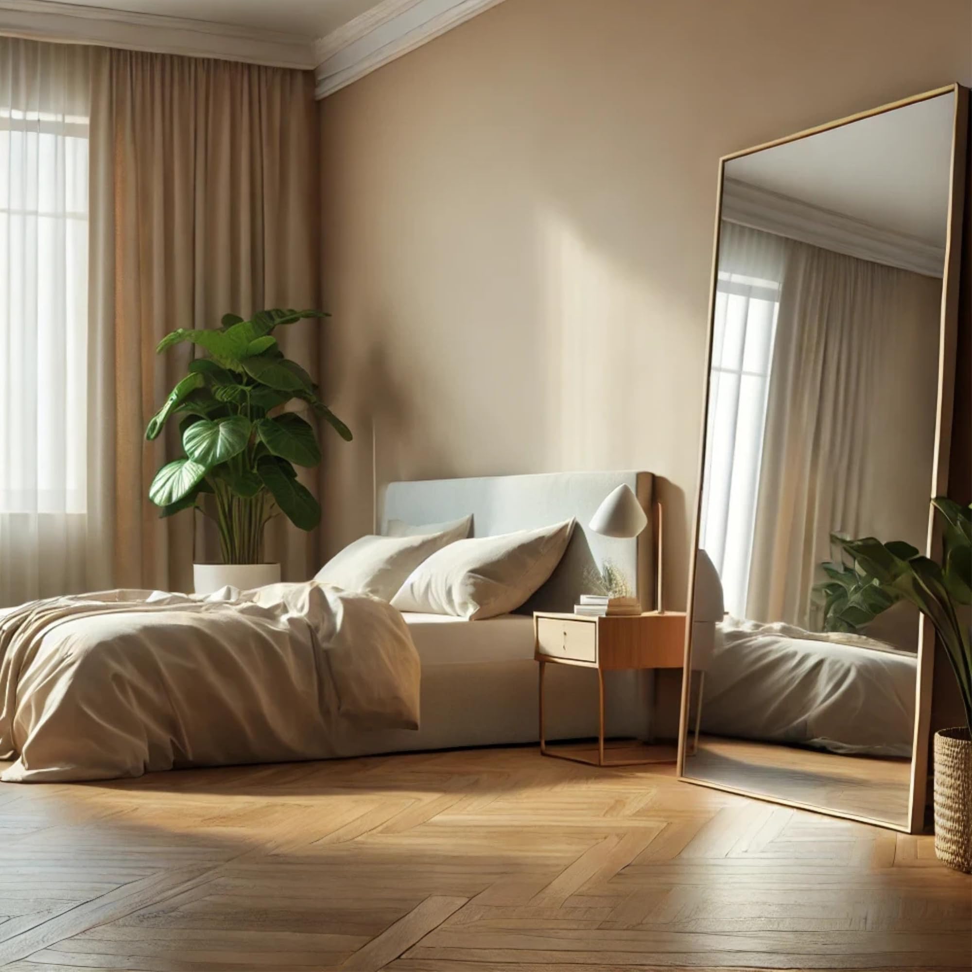 Jobu Full Length Rectangle Mirror 180cm x 105cm, Gold Metal Frame