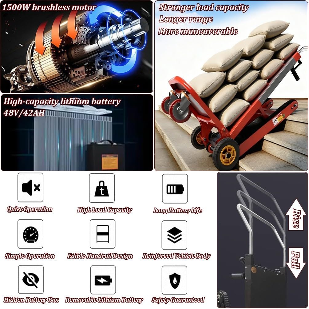 Per Scale Carrello Elettrico Da 1500 W, Capacità Di Carico 800-1000 Catties, Durata Della Batteria 6-8 Ore, Trasporta Oggetti Pesanti/Supera Facilmente Tutti I Tipi Di Scale