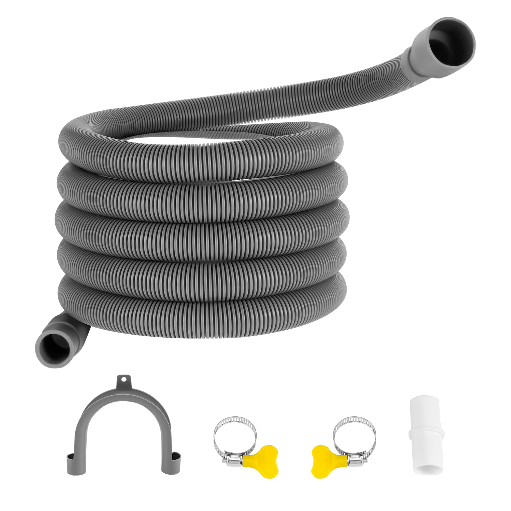 qimoi Drain Hose Extension Set Universal Washing Machine Hose 1M, Include Bracket Hose Connector and Hose Clamps Drain Hoses