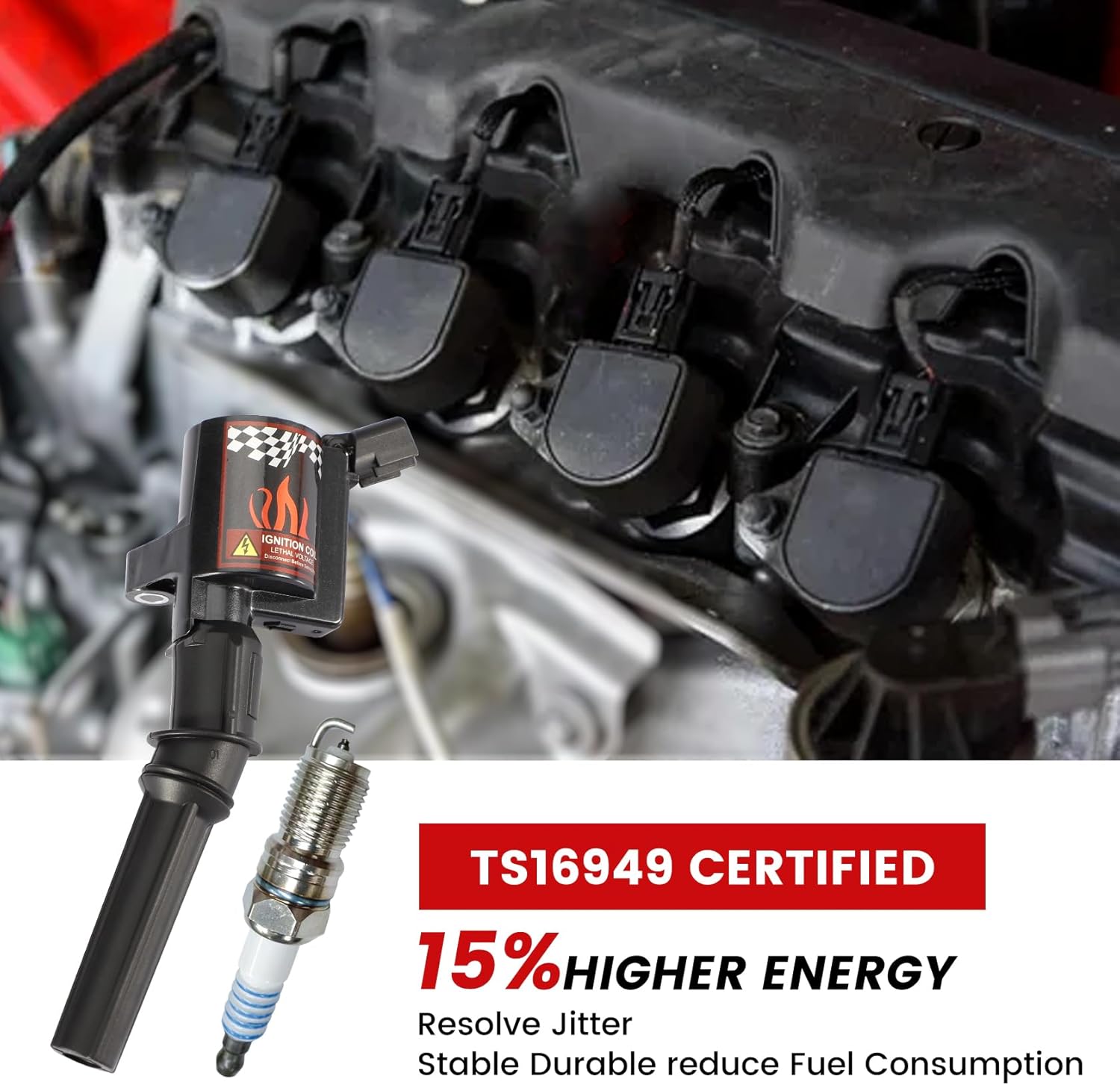 Pindex 8 Pack DG508+SP479 Ignition Coils and Spark Plugs Coil Pack Kits Compatible with Ford 98-03 F150 99-04 F250 F350 03-05 E150 E250 E350 98-99 Lincoln 5.4L V8 FD503 DG508