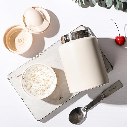 Miniatura 7 de zeeooil Tarro de comida aislado de 17 onzas, termo para comida caliente, contenedor de almuerzo de acero inoxidable con cuchara a prueba de fugas,