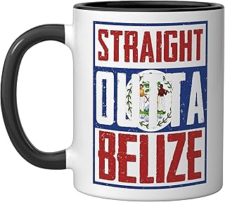 Belizean Pride Belize Belizeans Straight Outta Belize Ceramic Mug, Black/White