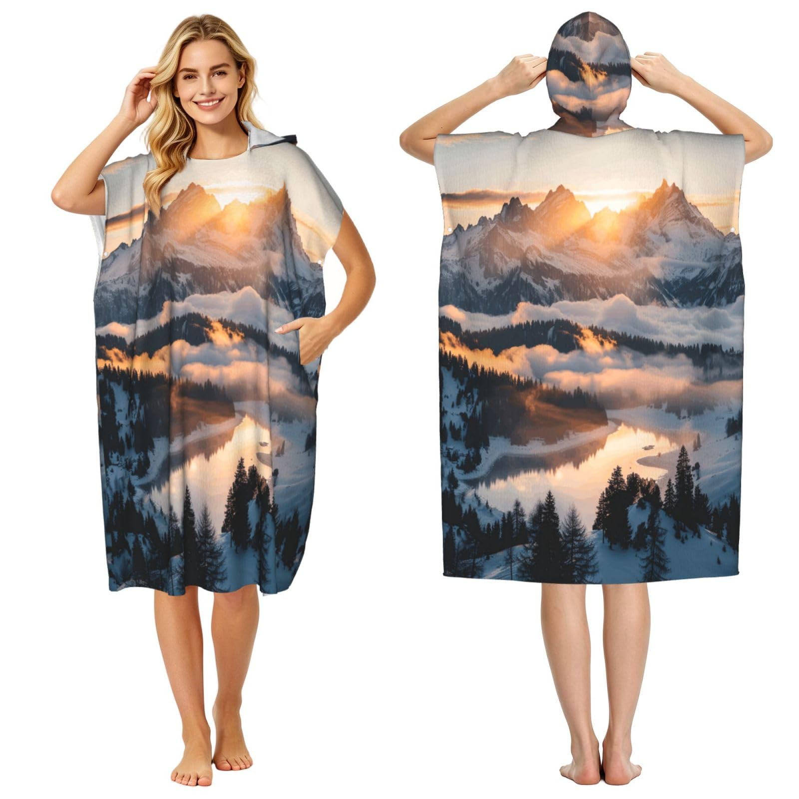 DTHKJNLSF Snow Peak Adult Hooded Beach Poncho Towel