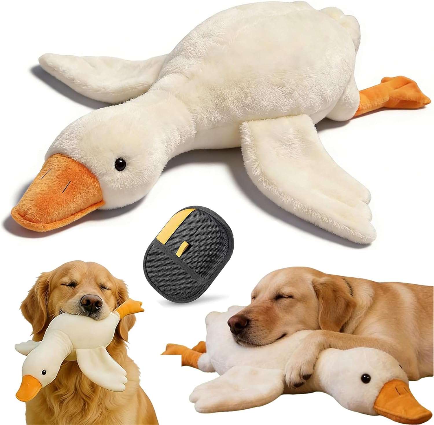 Large Plush White Duck Dog Toy, 2026 New Washable Large Realistic Goose Dog Toy, Soft Durable Stuffed Duck Chew Toy for Chewing, Fetch, Training & Indoor Play (90cm/35.4in)