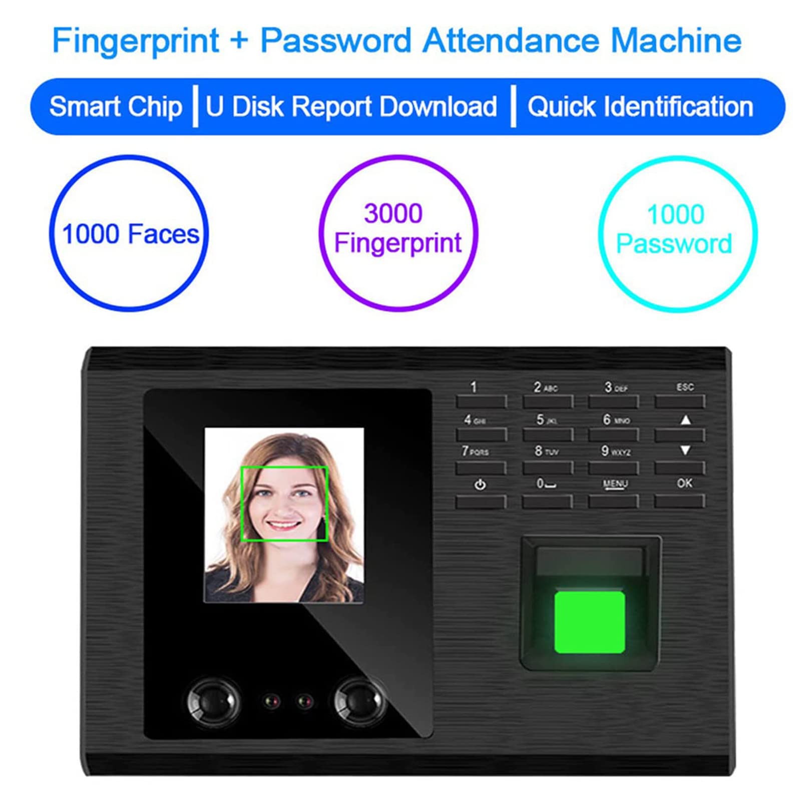 Máquina Inteligente de Control de Asistencia, máquina de Registro y Salida de empleados, Pantalla TFT de 2,4 Pulgadas, Sistema de Registro de Entrada para empleados de pequeñas Empresas