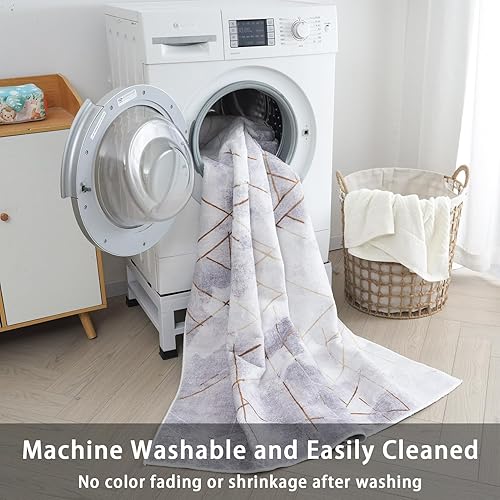 Miniatura 4 de FINOREN Alfombras abstractas de línea dorada para sala de estar dormitorio pasillo comedor no se desprende respaldo antideslizante alfombras de