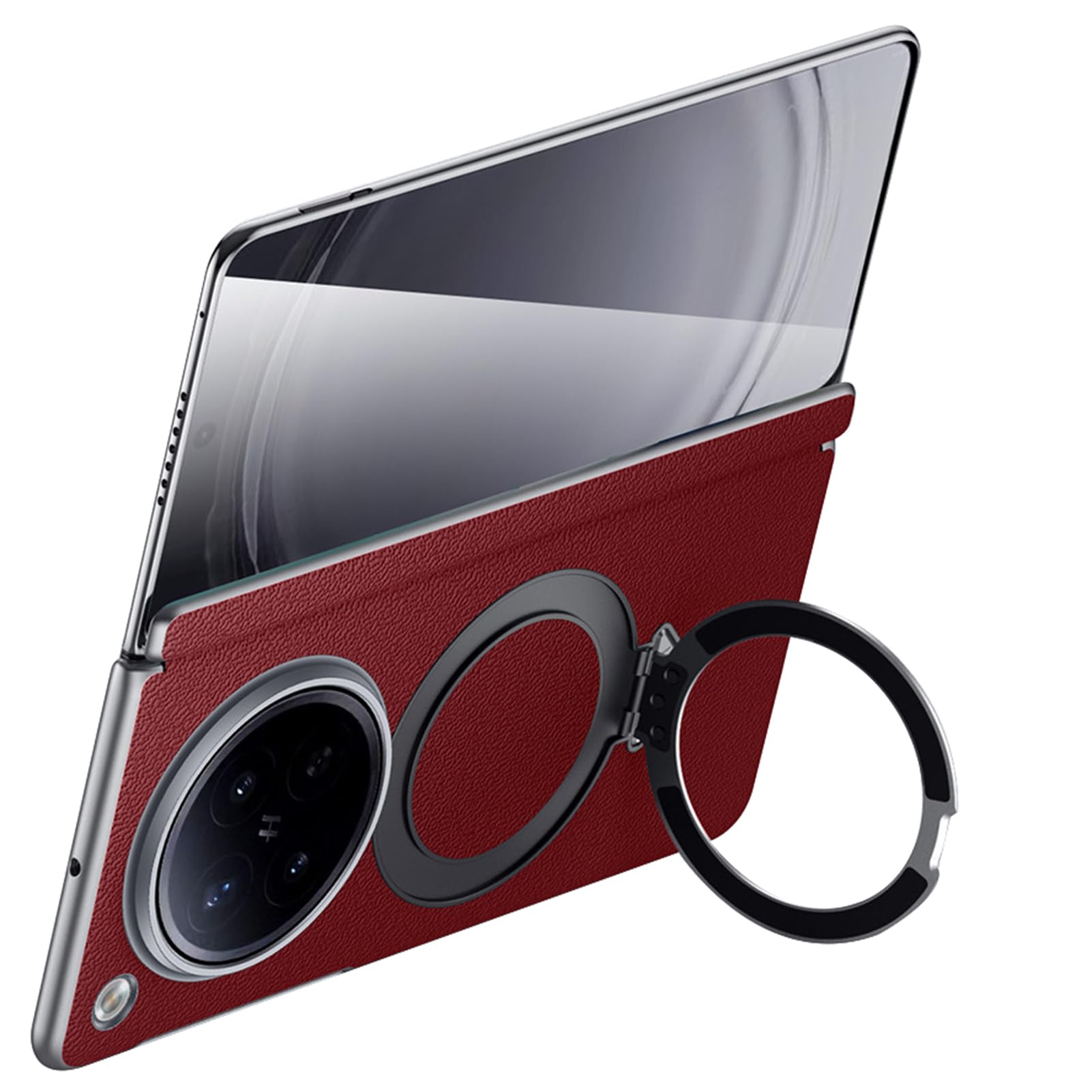 LUOTANL Slim Case for Oppo Find N6, Genuine Leather Magnetic Ring Hinge Shockproof Cover