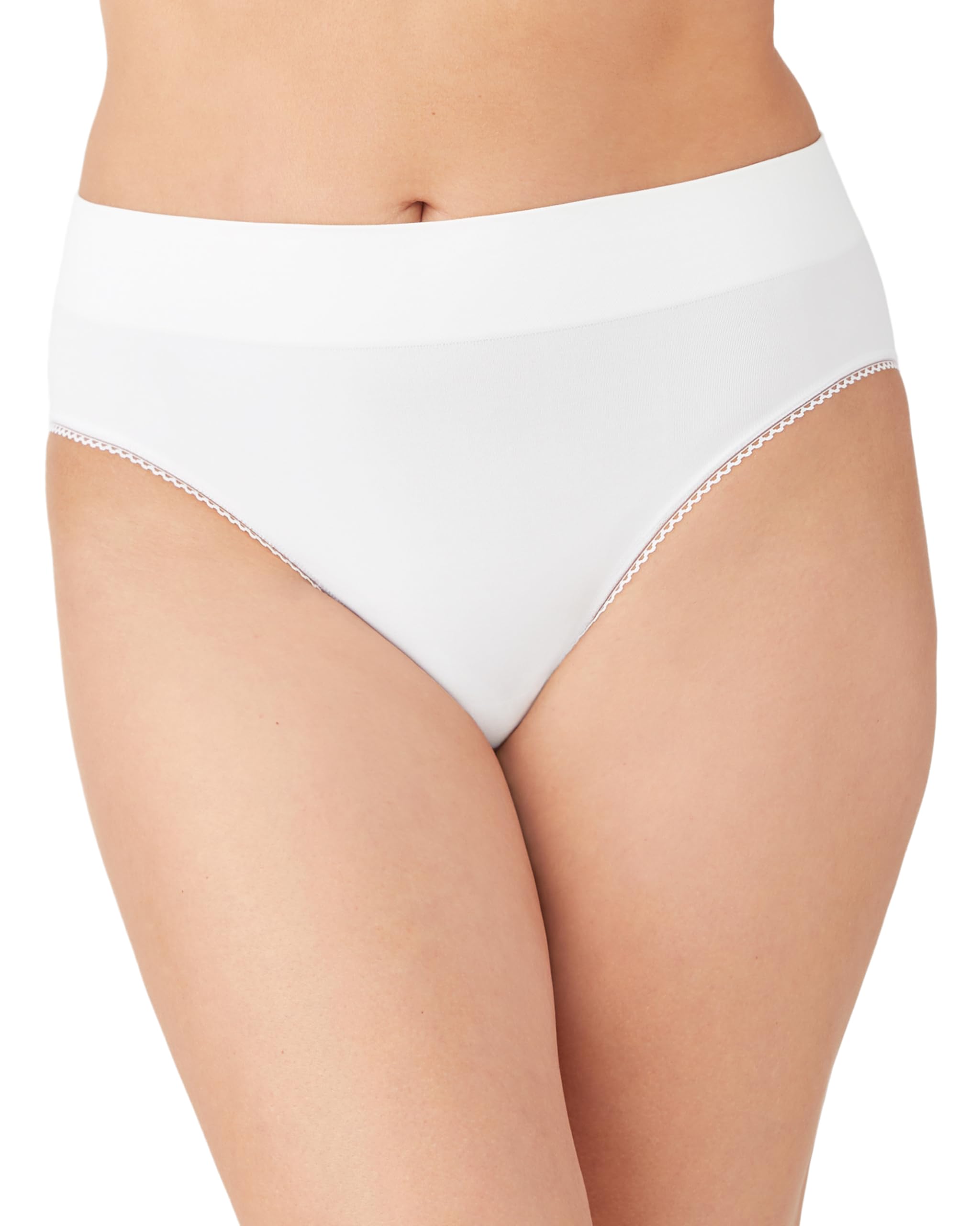 Wacoal Women's Feeling Flexible Seamless Full Coverage Hi-Cut Brief Panty, 871332, White, M