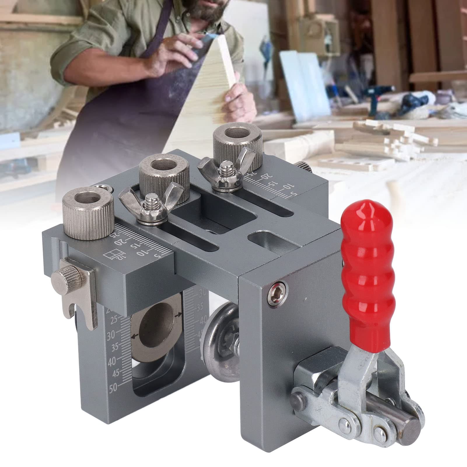 Kit Maschere per Fori Tascabili 3 in 1, Guida per Foratura con di Allineamento per Assemblaggio del Legno, Accessorio per Falegnameria Fai da Te e Lavorazione del Legno