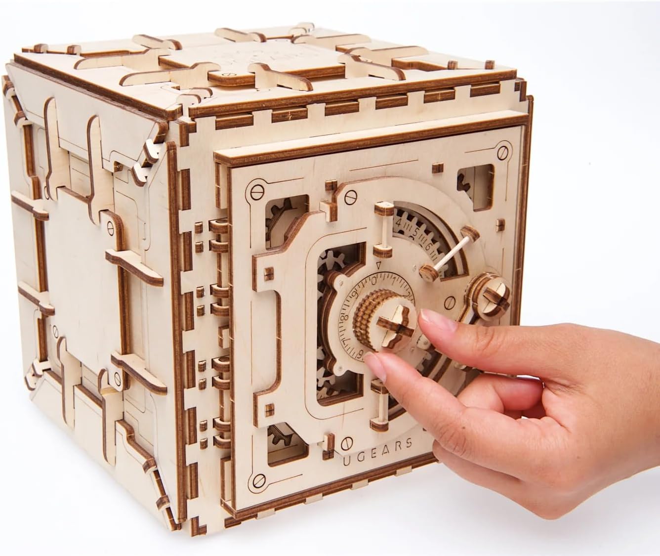 UGEARS Safe Wooden Mechanical 3D Puzzle with 3-Digit Combination Lock, 179 Parts, Ages 14+, Model 70011