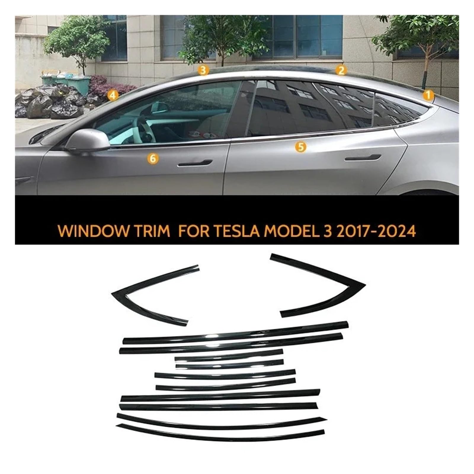 Window Rubber Stripping Pasuje do modelu Y 3 2017-2024 listwa progowa osłona boczna tapicerka 10 sztuk akcesoria samochodowe zewnętrzne listwy okienne