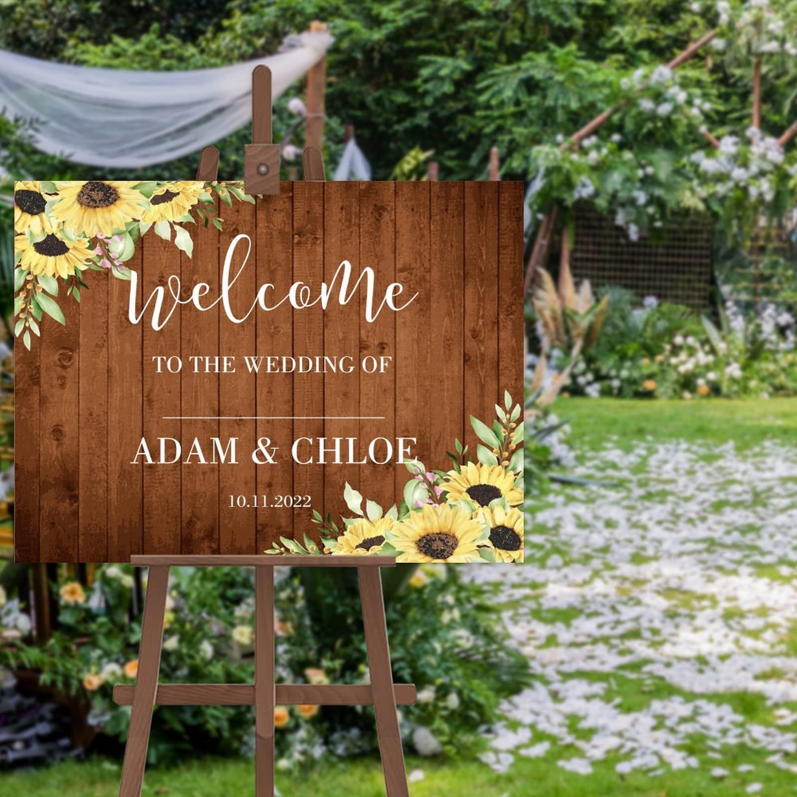 Spersonalizowany znak powitalny ślubny 'Welcome to The Wedding of Wood' znak ślubny vintage niestandardowe nazwisko inicjały dekoracja drewniany znak przyjęcie weselne plakat na ceremonię zaręczyny