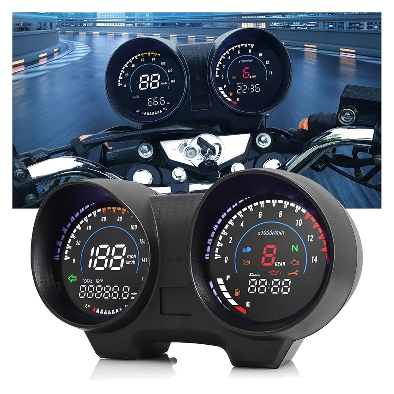 Motorcycle RPM Meter Speedometer Digital Dashboard Tachometer Odometer Fuel Meter Voltmeter 150 Cg150 Fan150(A)