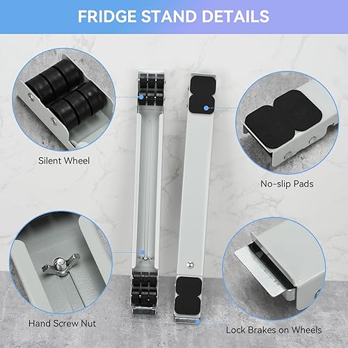 Miniatura 2 de Trasladador extensible de electrodomésticos, plataforma para lavadora con frenos, base rodante para nevera, lavadora y secadora, servicio pesado,