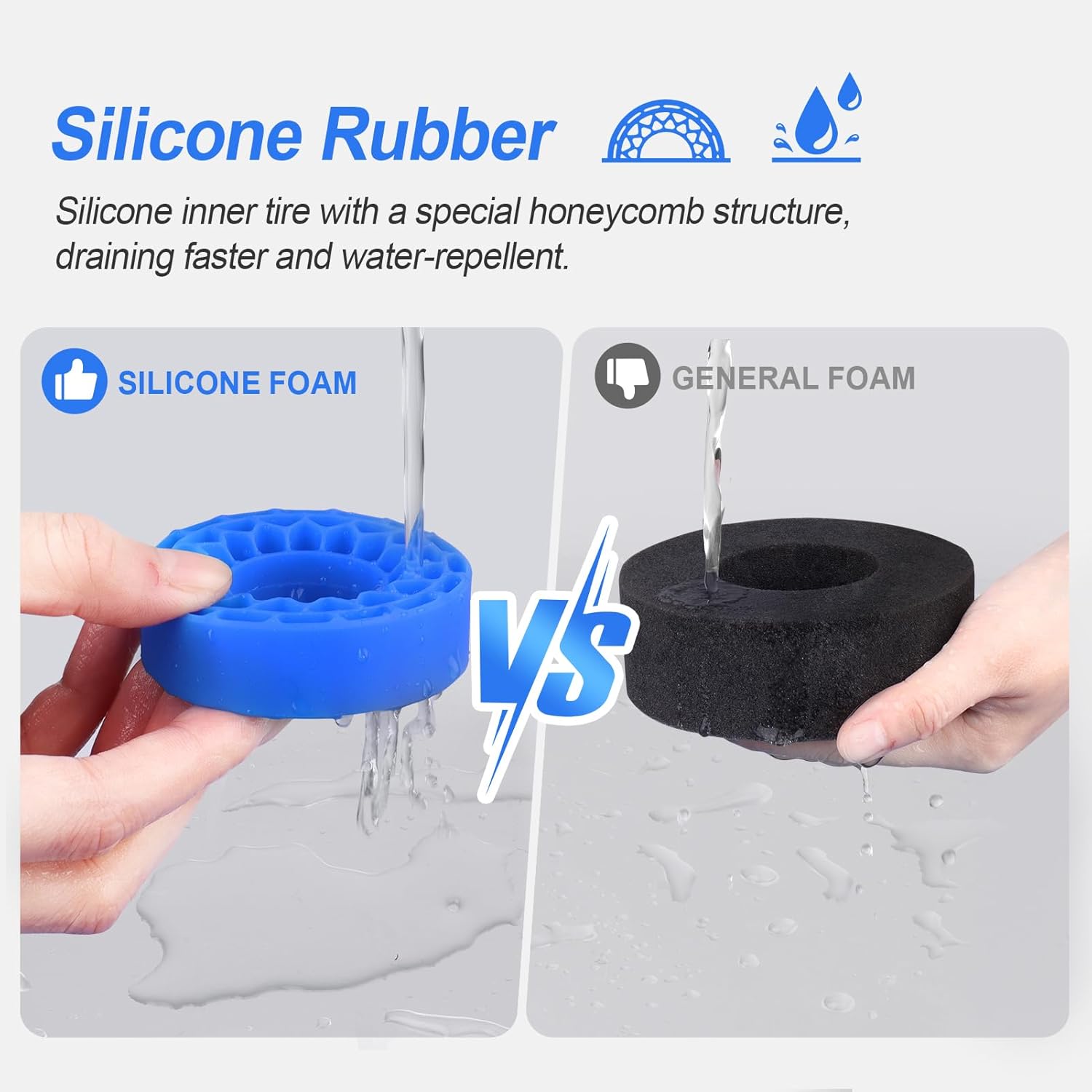 HobbyPark 1.0 Tires Silicone Inserts Foam fit 62-64mm*24mm for 1/18 1/24 Scale RC Crawler Trucks, Super Soft, 4pcs (Navy Blue)