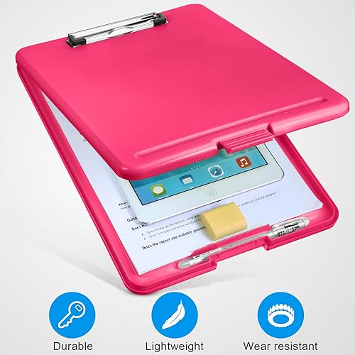 Miniatura 5 de Portapapeles de 6 piezas con almacenamiento, 9.5 x 13.5 pulgadas, portapapeles de almacenamiento de plástico resistente, tablero de clip plegable de