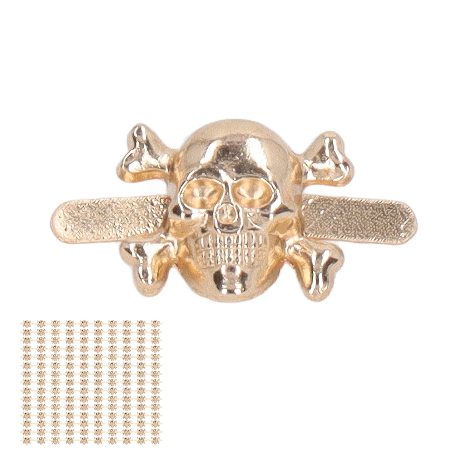 150 piezas de remaches de calavera estilo gótico de moda hermosos accesorios de perno de calavera para zapatos DIY bolsas de ropa (Oro)