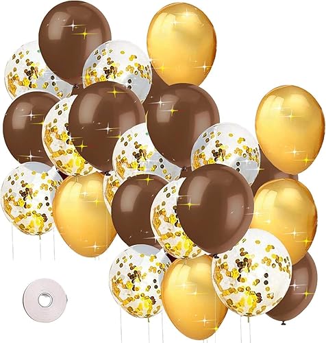 Globos de confeti marrón dorado para el bosque oso de peluche baby shower selva safari decoración de fiesta de cumpleaños fiesta de graduación