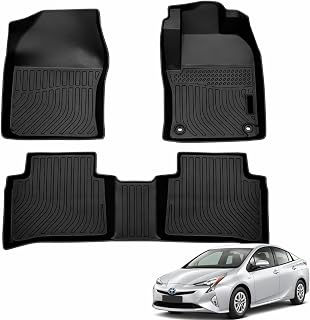 PTE Car Mats for Toyota Prius 2016-Onwards, 5D Laser-Measured Custom Fit | Easy To Clean, All Weather Floor Liners, Moulded Rubber Car Mats, Complete 1st & 2nd Row Set, Waterproof Non Slip Black