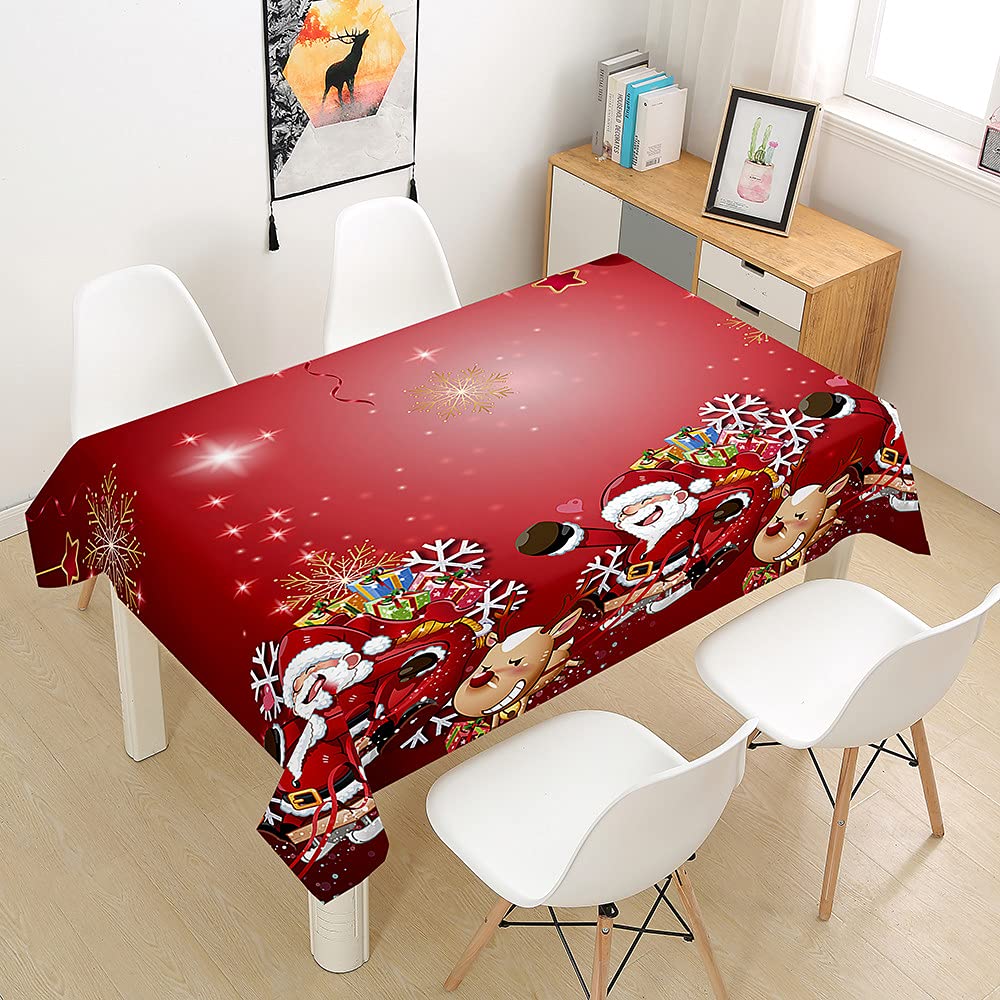 Hearda Santa Claus 5 Tablecloth Wipeable Waterproof Wipe Clean, 3D Printed Rectangle Tablecloths Table Cover For Kitchen Picnic Party Buffet Weddings Birthday Christmas (,90X90cm)