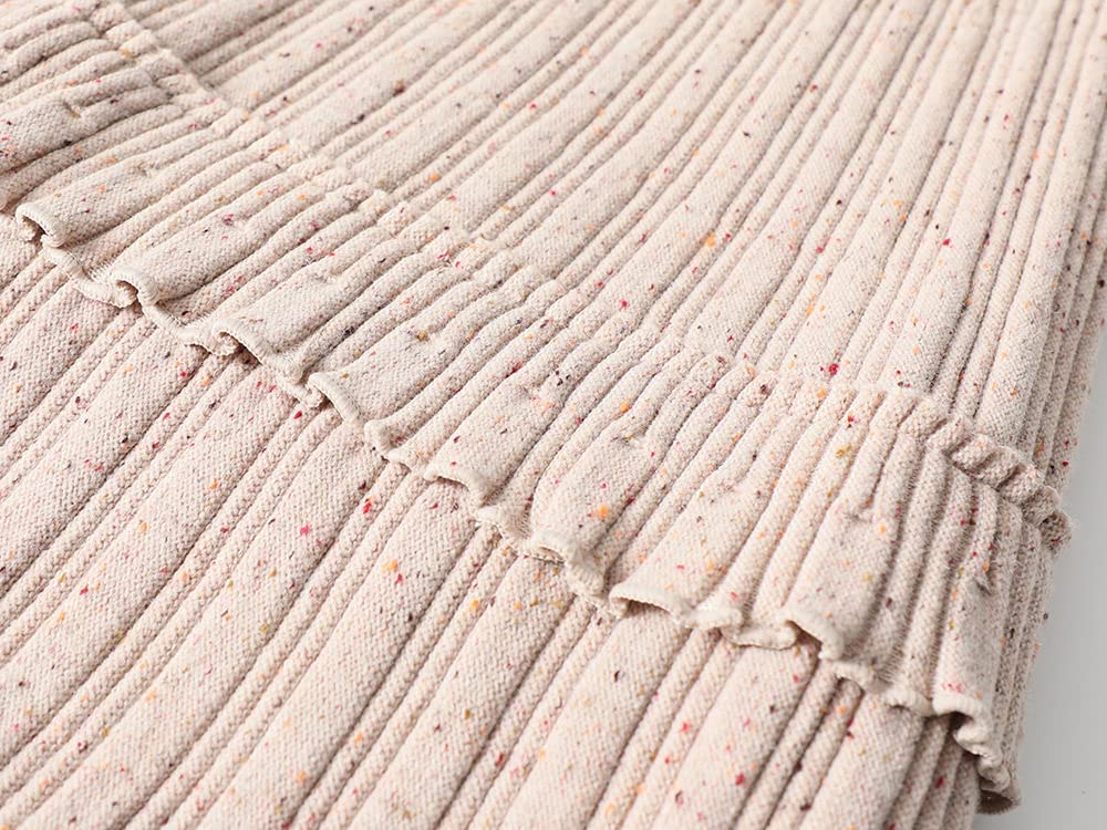 LUKX Rock Damen,Damen Minirock Beige Elastische Hohe Taille Gestrickt Geschichteter Rüschen Faltenrock Mode A-Linie Geraffter Herbst Winter Kurzer Rock Für Mädchen Damen
