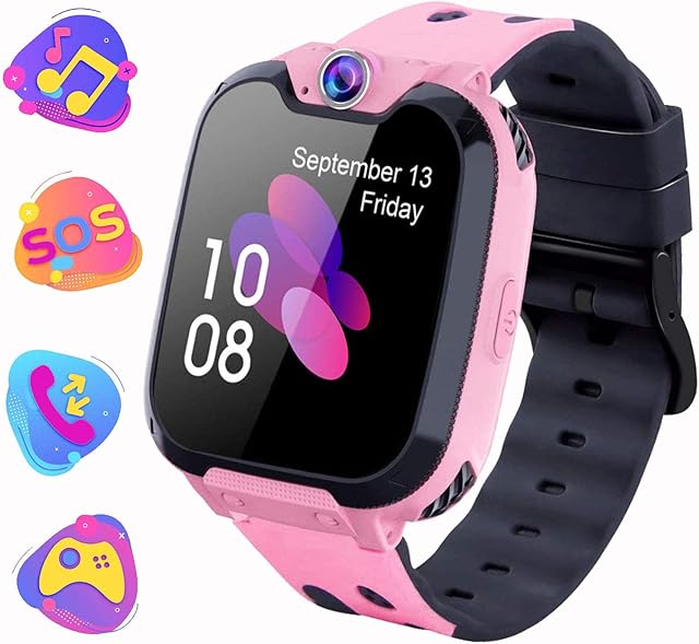 PTHTECHUS Kids Smart Watch for Boys Girls Phone Game Smart Watch for Kids [1GB Micro SD Included] Children Music Player SOS Camera Alarm Clock Birthday Gift (X9 Pink)