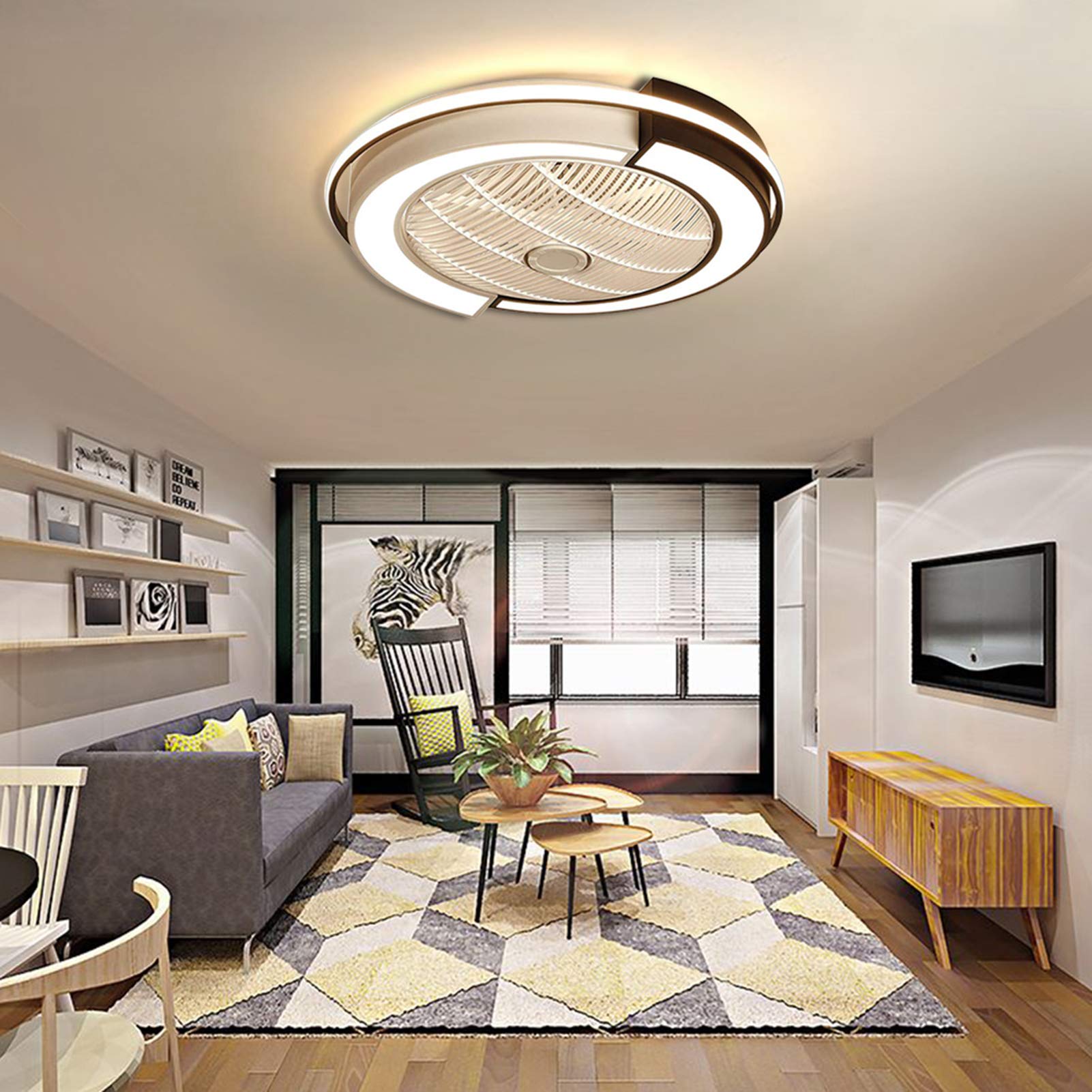Ventilador De Techo Con Luz Silencioso Ventilador De Techo Con Luz LED - 3 Velocidades Y 3 Temperaturas De Color - Control Remoto - Blanco - Para Dormitorio O Sala Instalación Fácil E27