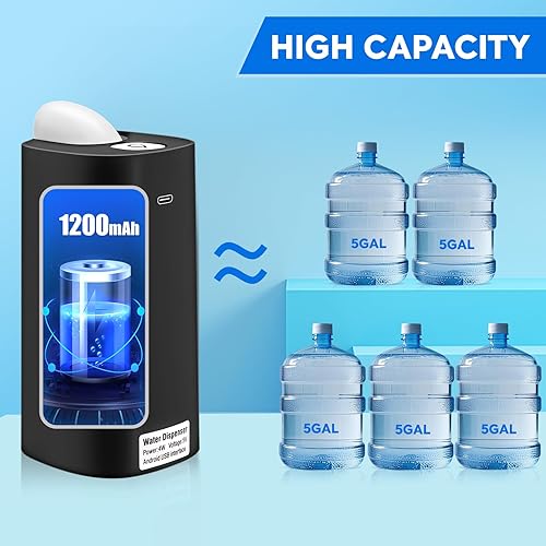 Miniatura 4 de Dispensador de agua plegable para botella de 5 galones, bomba de agua eléctrica para jarra de 5 galones, recargable, portátil, automático, de bajo