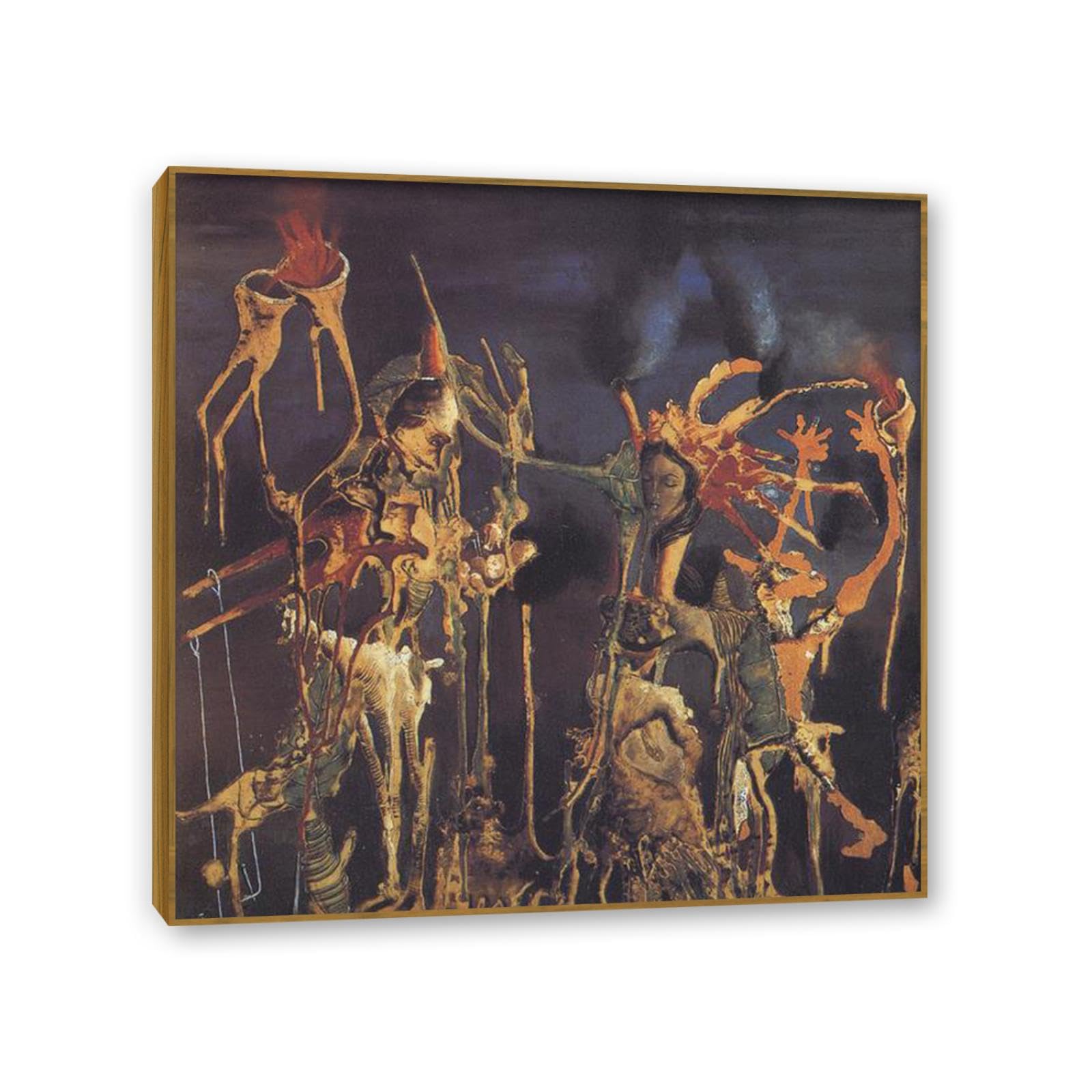 MYCGGDGH Remedios Varo Canvas Wall Art Reproductions of Famous Paintings Vegetal Puppets Famous Artist Artwork Wall Decor for Living Room Bedroom Home Decor 30x30cm(12x12in) Teak frame