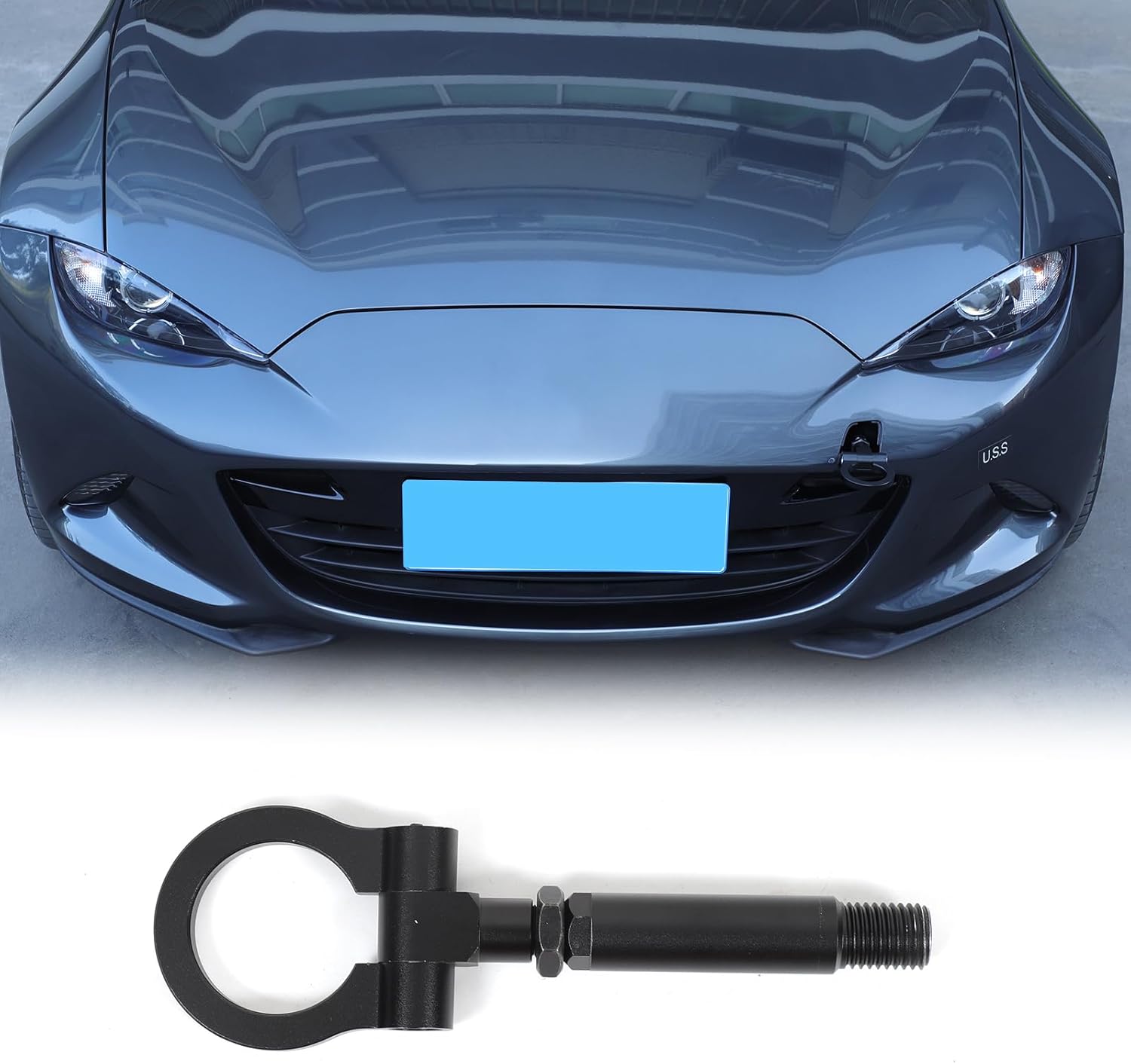 Bumper Tow Hook Compatible with Mazda MX-5 Miata 2016-2025 Accessories, Rear Bumper Tow Trailer Hitch Receiver Trailer Ring, Towing Hitch Sleeve Replacement, Metal (Black)