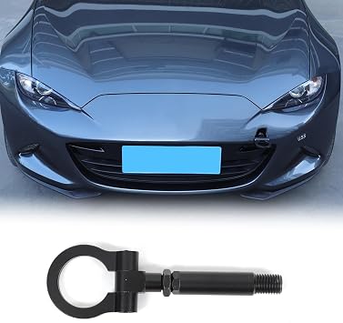 CHEAYAR Track Racing Style Car Front Bumper Tow Hook Compatible with Mazda MX-5 Miata 2016-2024 2025, Car Refitted Front Rear Bumper Trailer Ring Eye Towing Tow Hook Kit Accessories Black