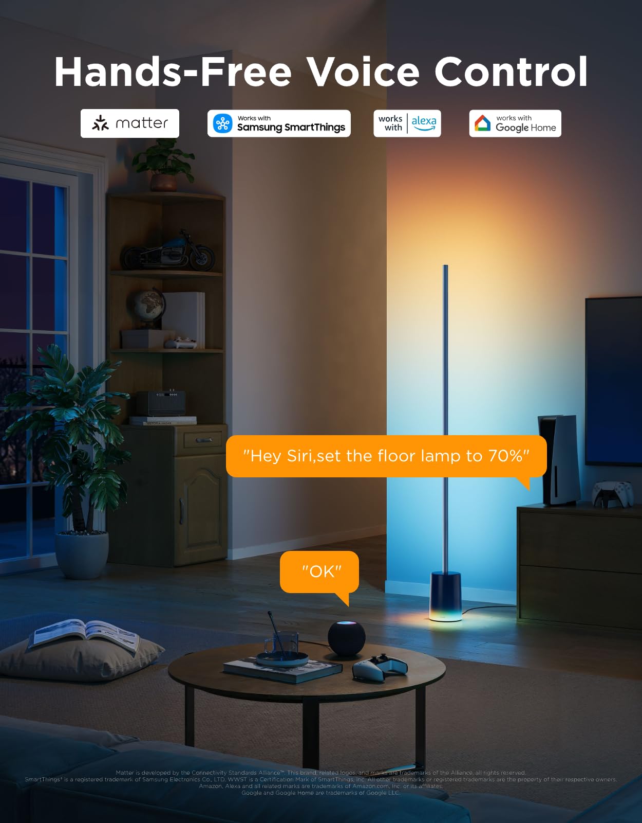 Govee Floor Lamp 2, RGBIC, Warm Cool White LED, Compatible with
