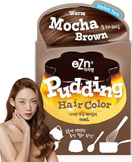 eZn Pudding Hair Dye Ammonia Free Semi-Permanent Self Hair Dye DIY Kit included contain Keratin Made in Korea Beauty (Warm Mocha Brown)