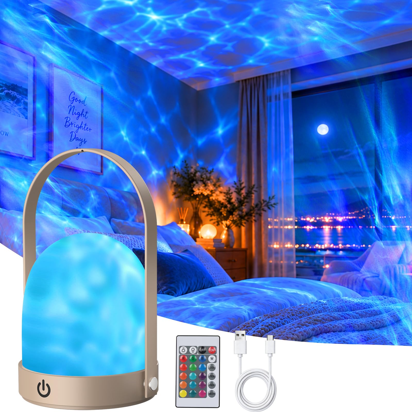 Night Light Projector, 2-in-1 Portable Dynamic Rechargeable Night Light