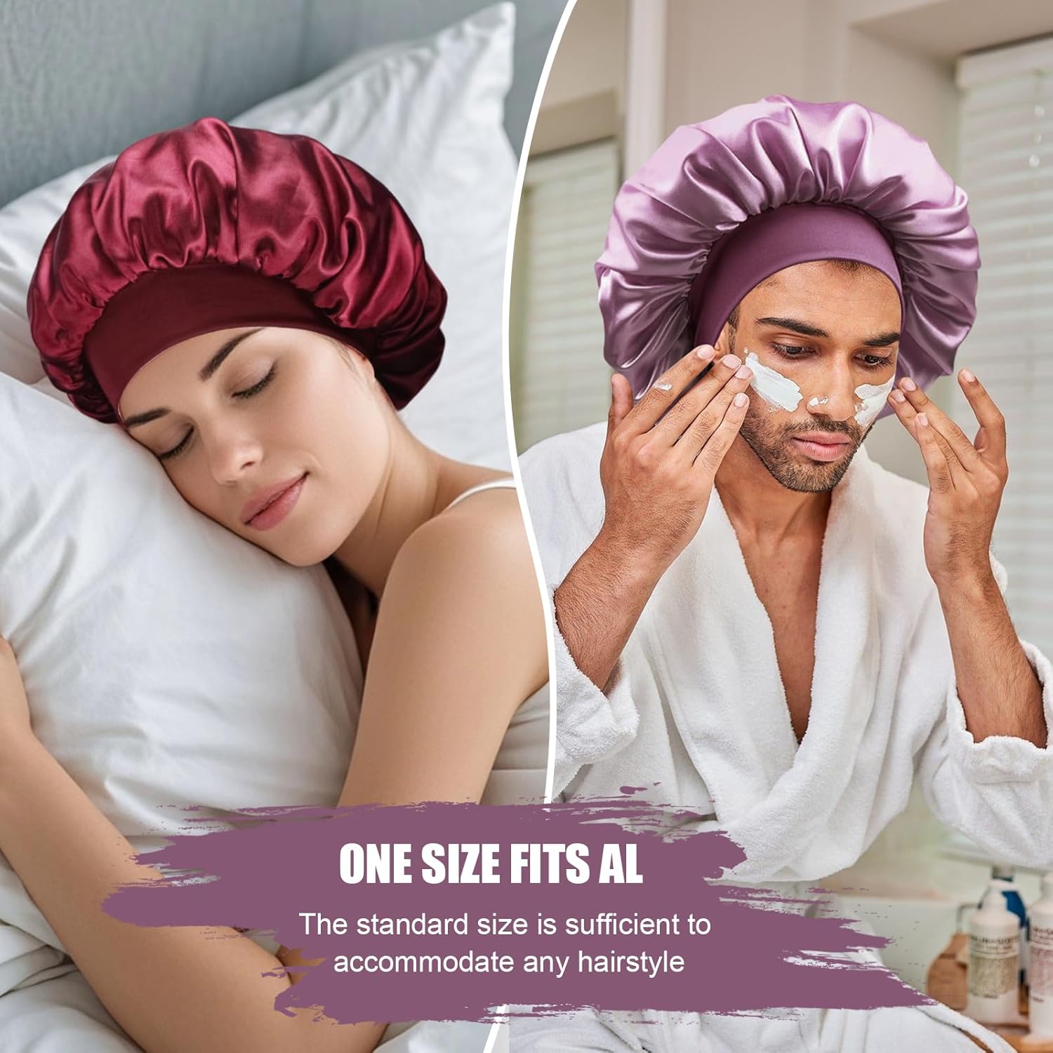 Satin Silk Bonnet for Sleeping, Soft Satin Lined Hair Bonnet for Women, Double Layer Sleep Nightcap - Image 6